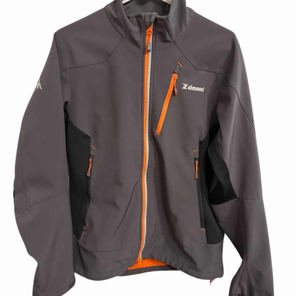 Simond Alpin Soft Shell Zippered Grey/Black Jacket with Orange Trim Size Medium